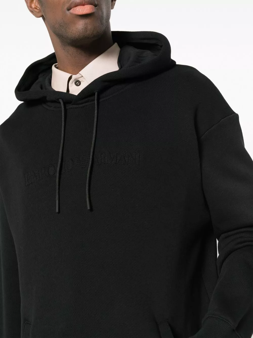 Affordable Emporio Armani logo-embossed cotton hoodie Men 0126