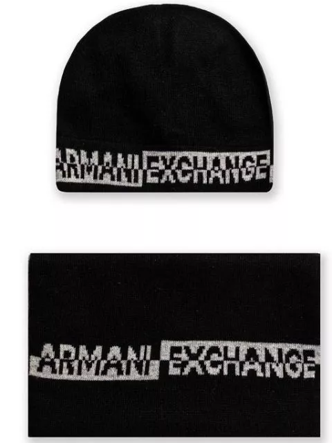 Armani Exchange intarsia-knit set of scarf and beanie Men 0131