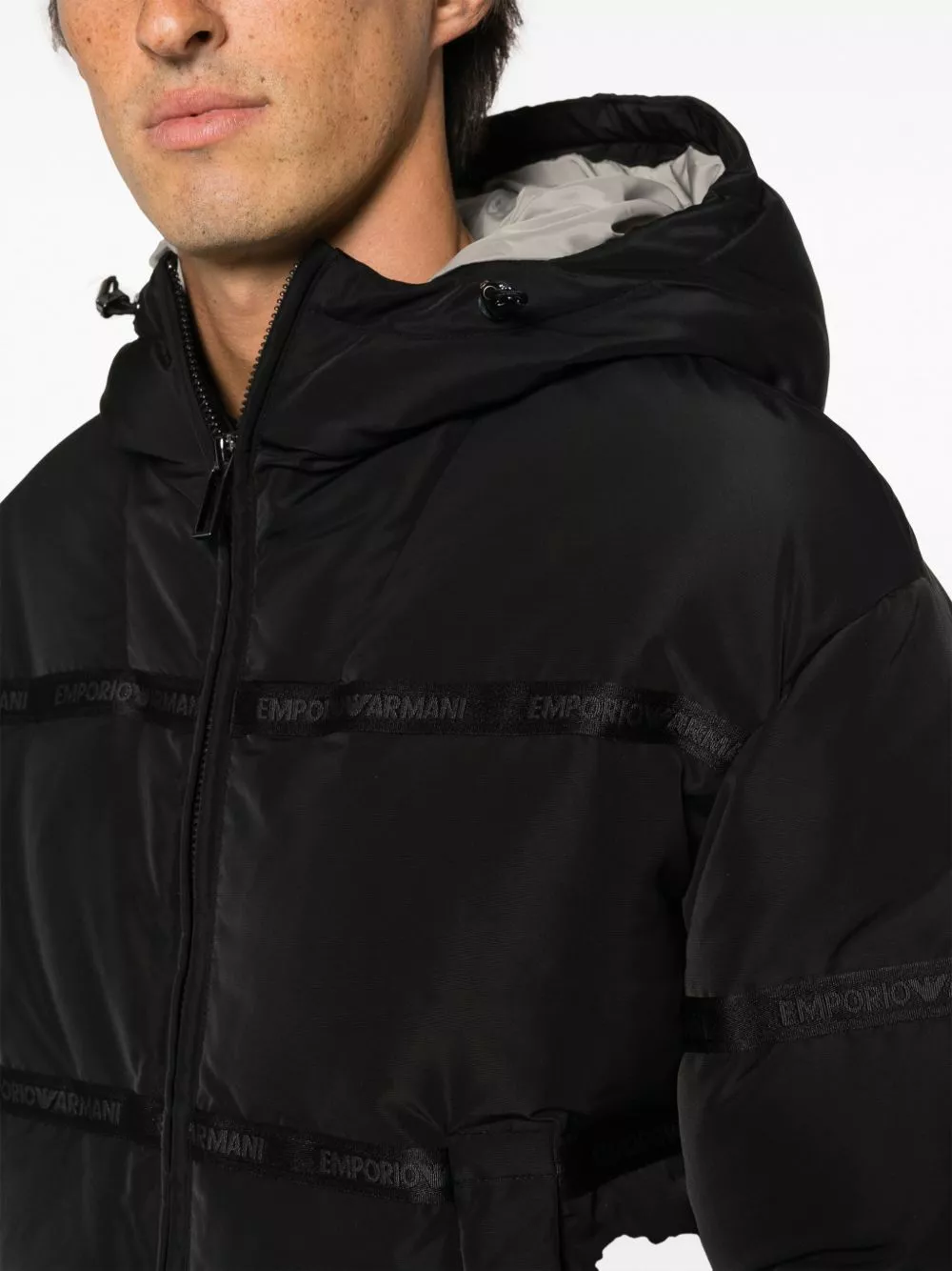 Affordable Emporio Armani logo-tape down padded jacket Men 0127