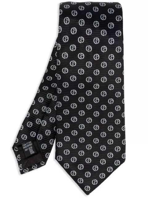 Giorgio Armani monogram-jacquard silk tie Men 0113