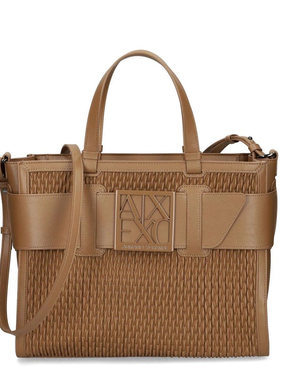 Affordable tote Armani Exchange woven bag Women logo-plaque 0219