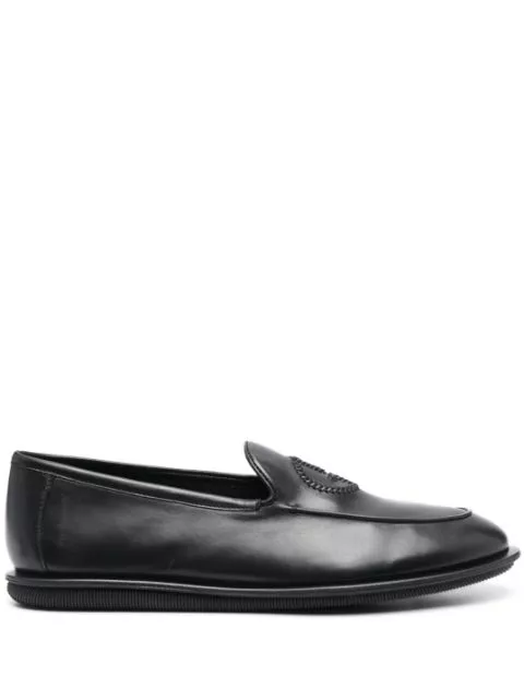 Cheap Giorgio Armani logo-embroidered leather loafers Men 0203