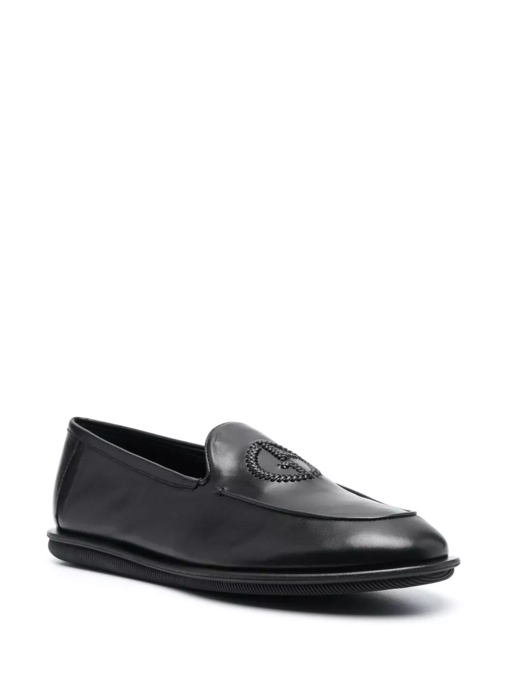 Cheap Giorgio Armani logo-embroidered leather loafers Men 0203