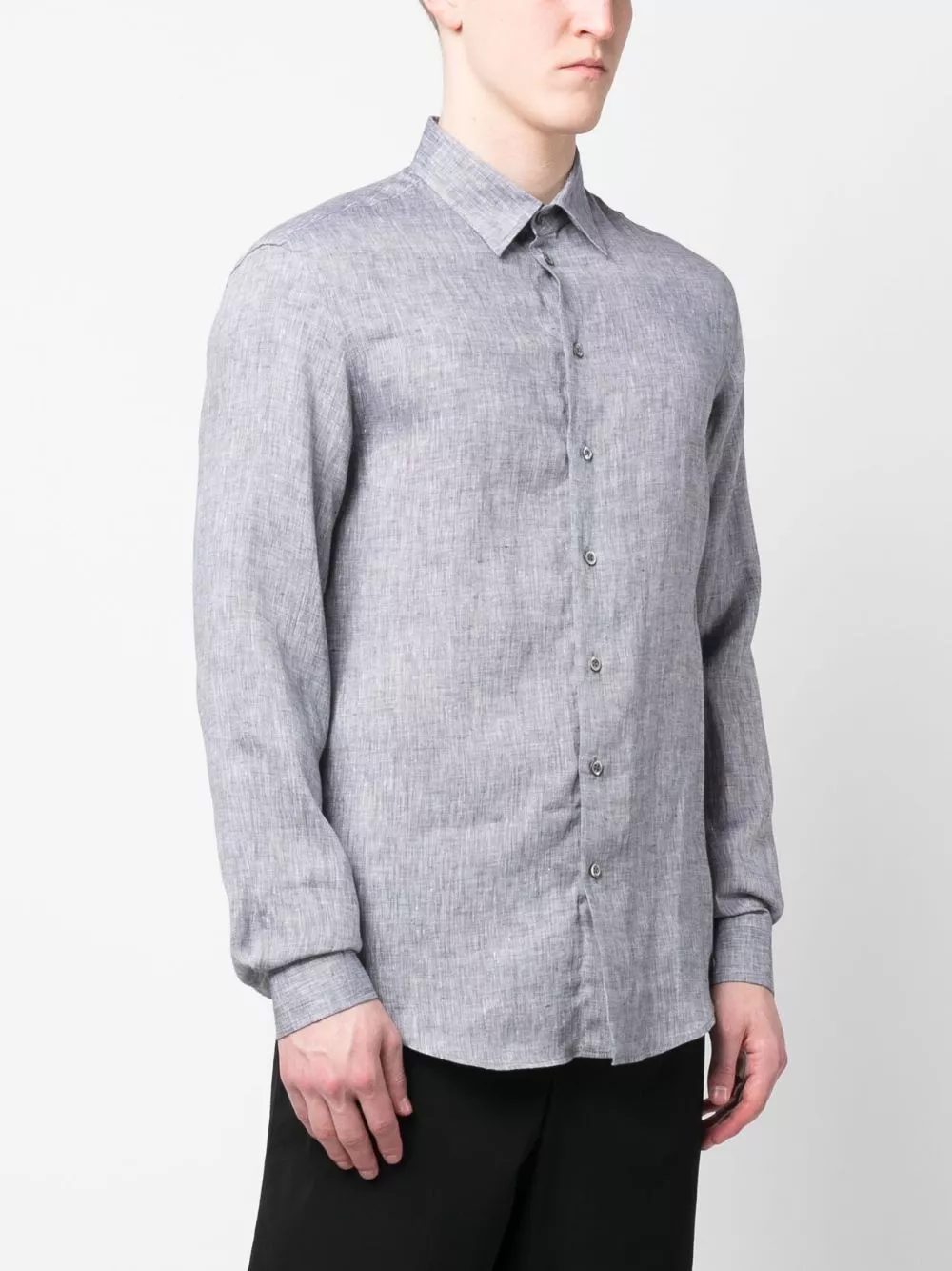 Cheap Emporio Armani long-sleeved linen shirt Men 0202