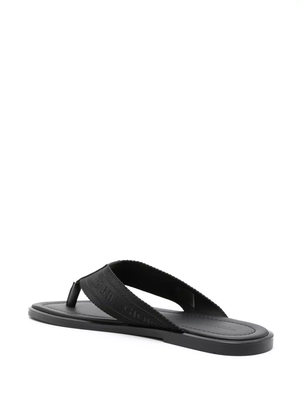 Affordable Giorgio Armani logo-strap leather flip flops Men 0203