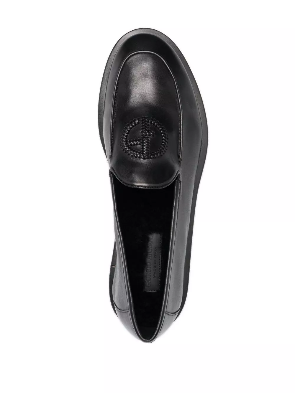 Cheap Giorgio Armani logo-embroidered leather loafers Men 0203